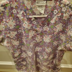 UA bunny print scrub top